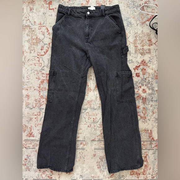 H&M Charcoal Wide Leg Cargo Pants - Picture 1 of 1